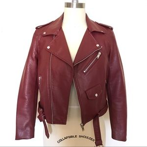 Zara Crop Faux Leather Moto
